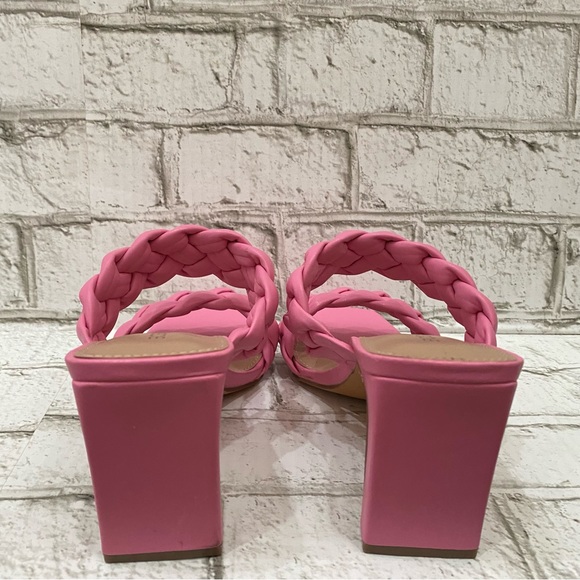 BCBGeneration Pink “Finaa” Slide Chunky Braided Woven Strap Heel Sandal Size 7 - Picture 5 of 16
